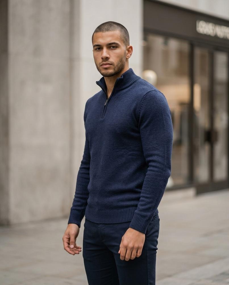 Buckle District - Tivas | Zip-Neck Fine-Knit Sweater Men