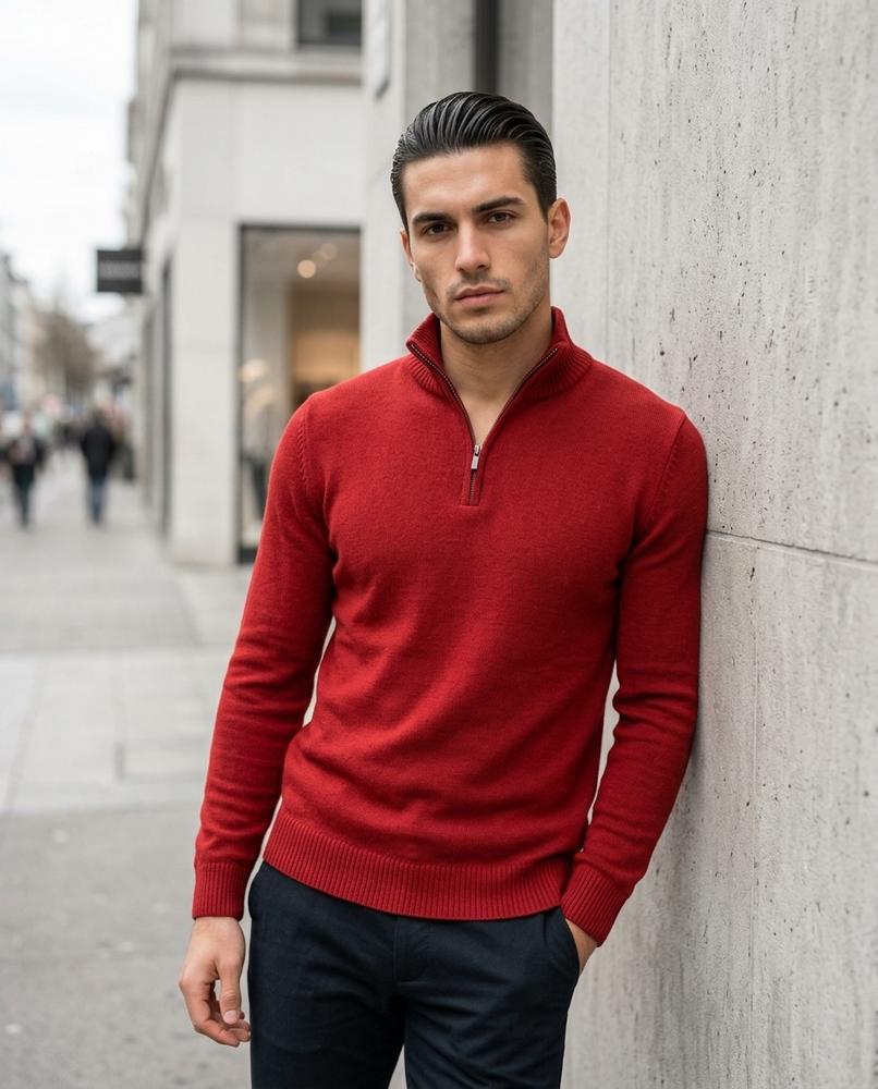 Buckle District - Tivas | Zip-Neck Fine-Knit Sweater Men