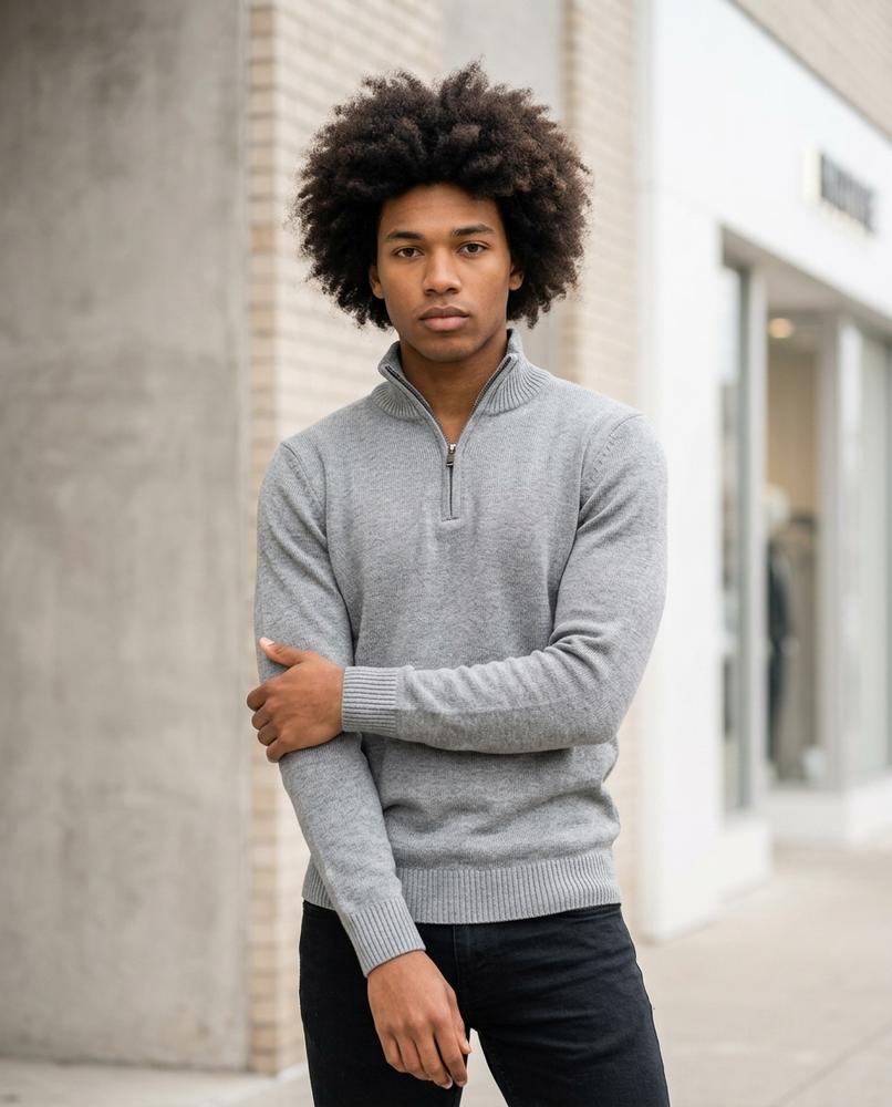 Buckle District - Tivas | Zip-Neck Fine-Knit Sweater Men