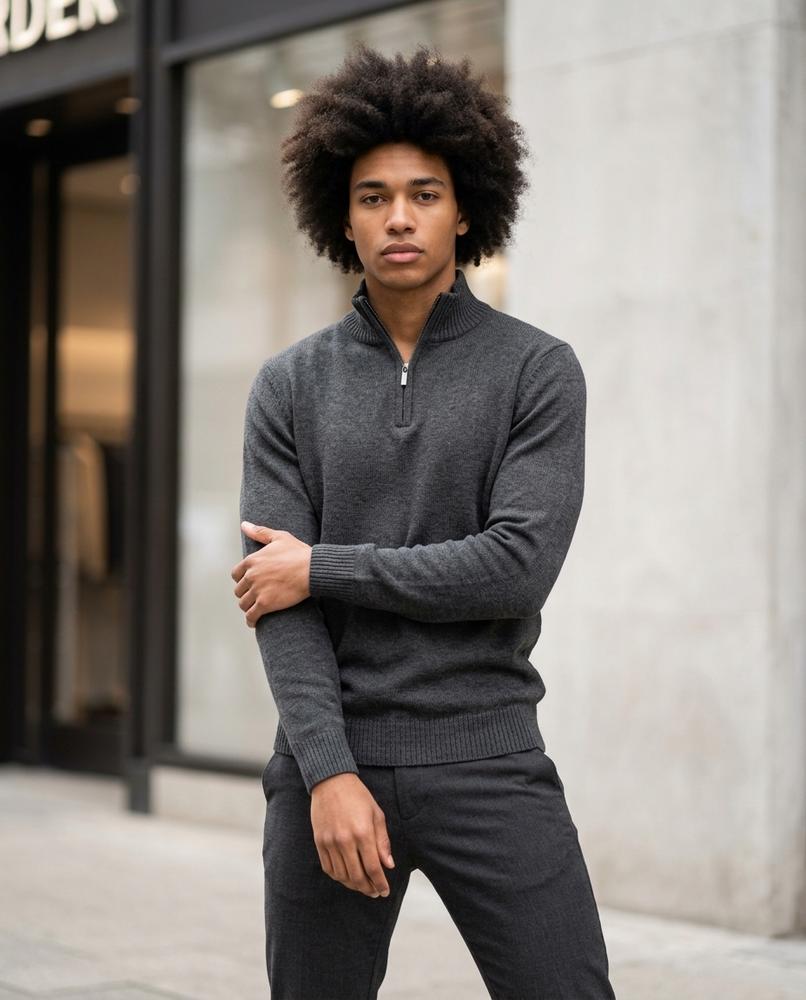 Buckle District - Tivas | Zip-Neck Fine-Knit Sweater Men
