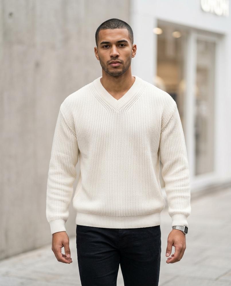 Buckle District - Yufak | Rib-Knit V-Neck Sweater Men