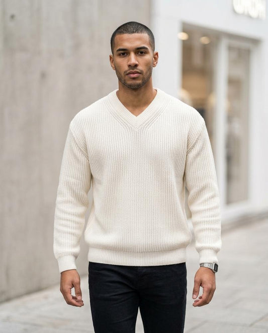 Buckle District - Yufak | Rib-Knit V-Neck Sweater Men