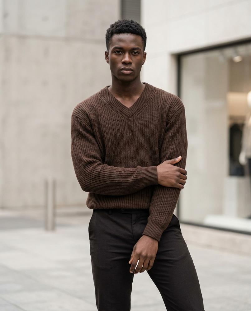 Buckle District - Yufak | Rib-Knit V-Neck Sweater Men